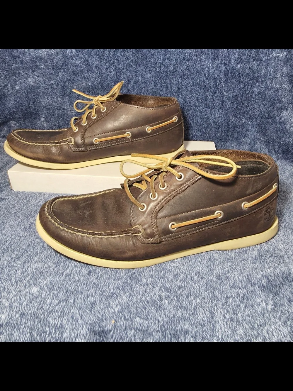Timberland Dark Brown Leather Boat Shoes with Cream Sole